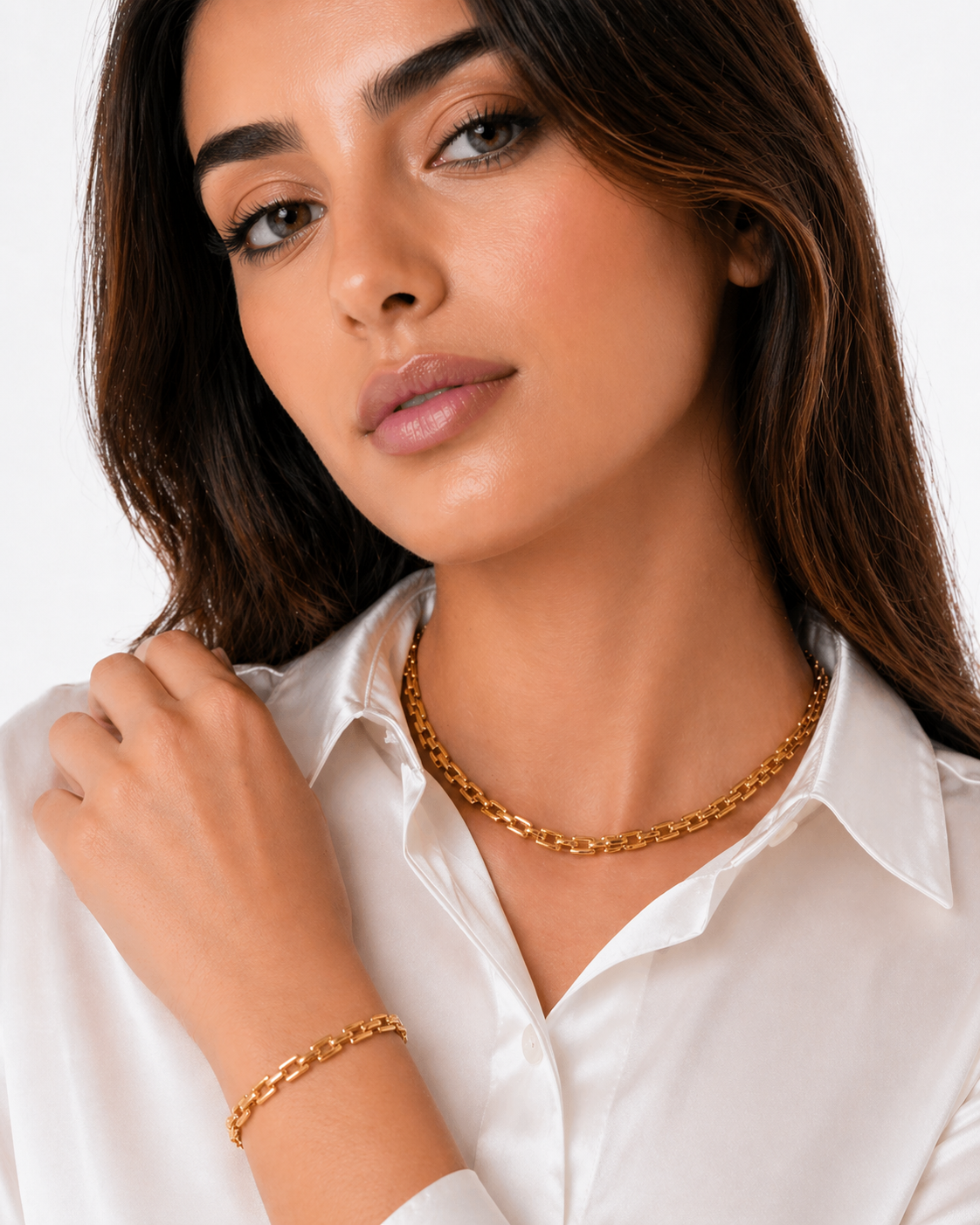 طقم (يارا) سنسال واسوارة مطلي ذهب