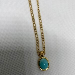 سنسال حجر الأمازونيت وستانلس مطلي ذهب