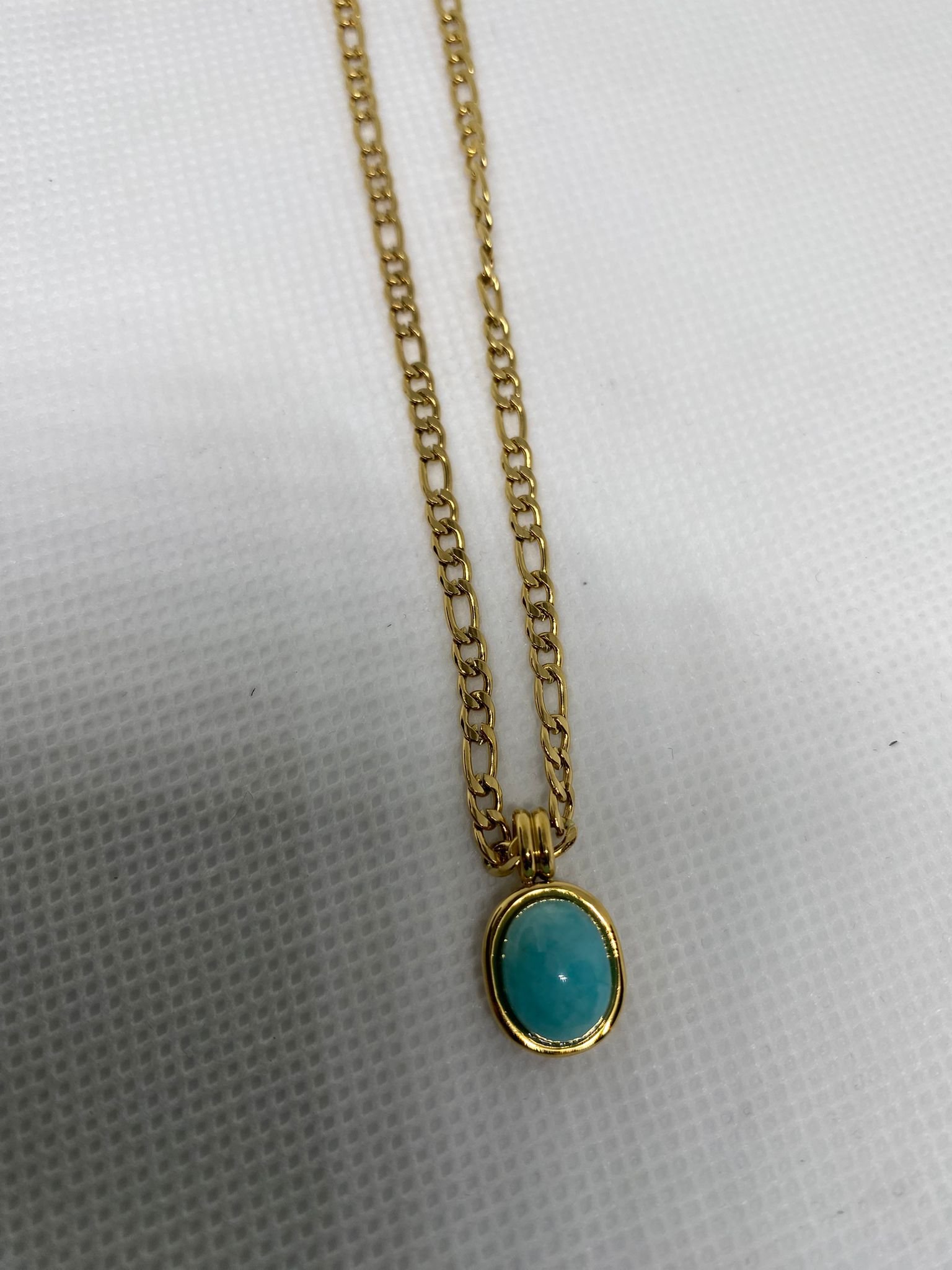 سنسال حجر الأمازونيت وستانلس مطلي ذهب