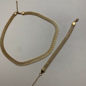 طقم ثقيل (سنسال واسوارة) ستانلس مطلي بالذهب