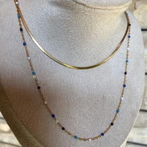 سنسال سنيك وخرز مطلي بالذهب (سنسالين ملحقين ببعض)