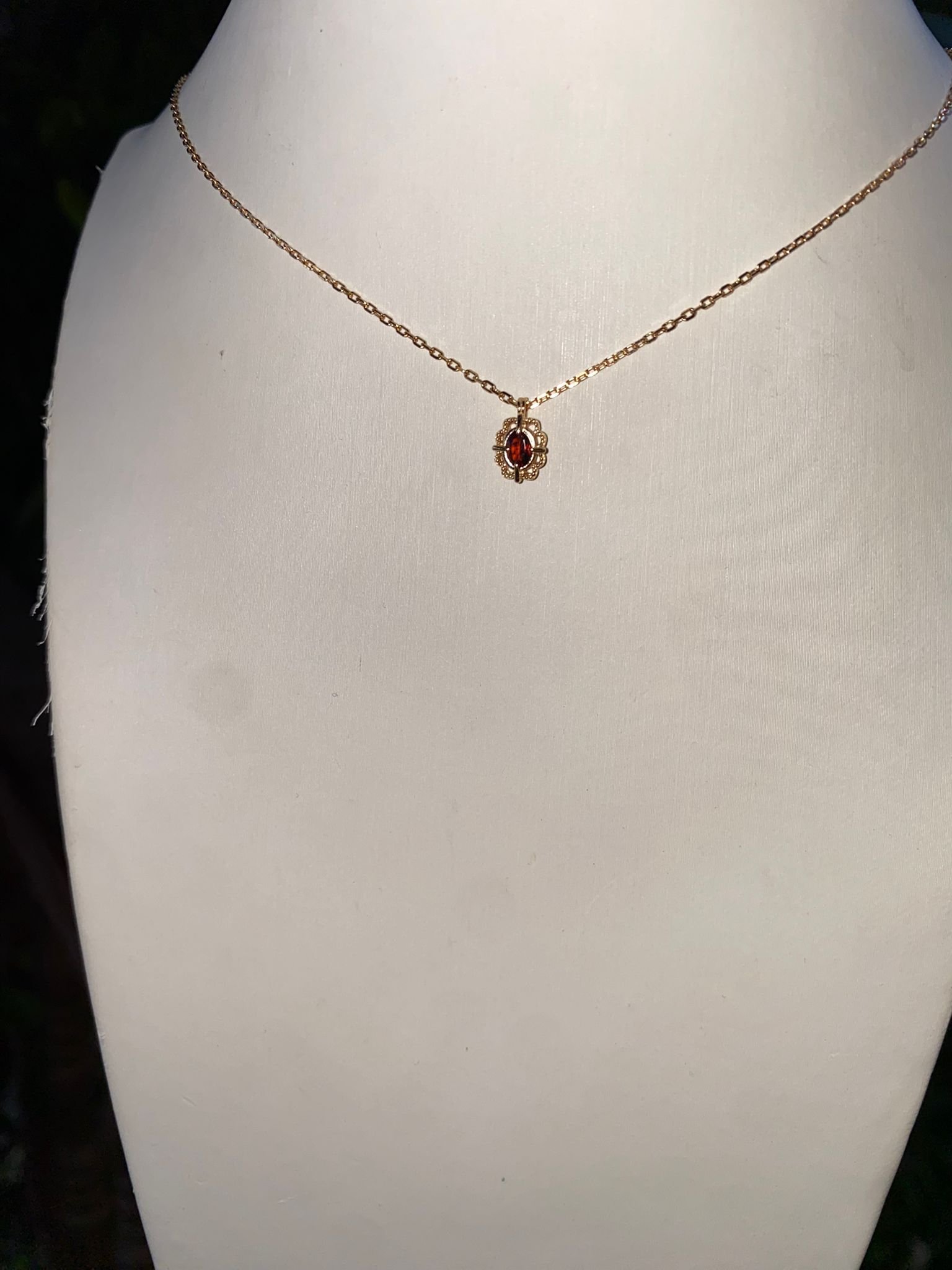 سنسال جارنيت (حجر الشغف) وفضة أصلية مطلية ذهب