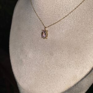 سنسال حجر كريستال بنفسجي وفضة أصلية مطلية ذهب