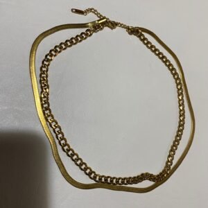 عقد سنيك وجنزير ستانلس مطلي ذهب (العقدين ملحقات ببعض)