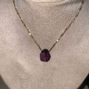 سنسال ياقوت طبيعي خام  وستانلس مطلي ذهب