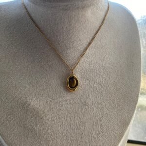 سنسال حجر عين النمر (حجر الشجاعة) وستانلس مطلي ذهب