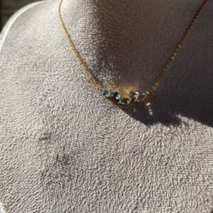 سنسال توباز طبيعي (حجر الهدوء) وفضة اصلية مطلية ذهب