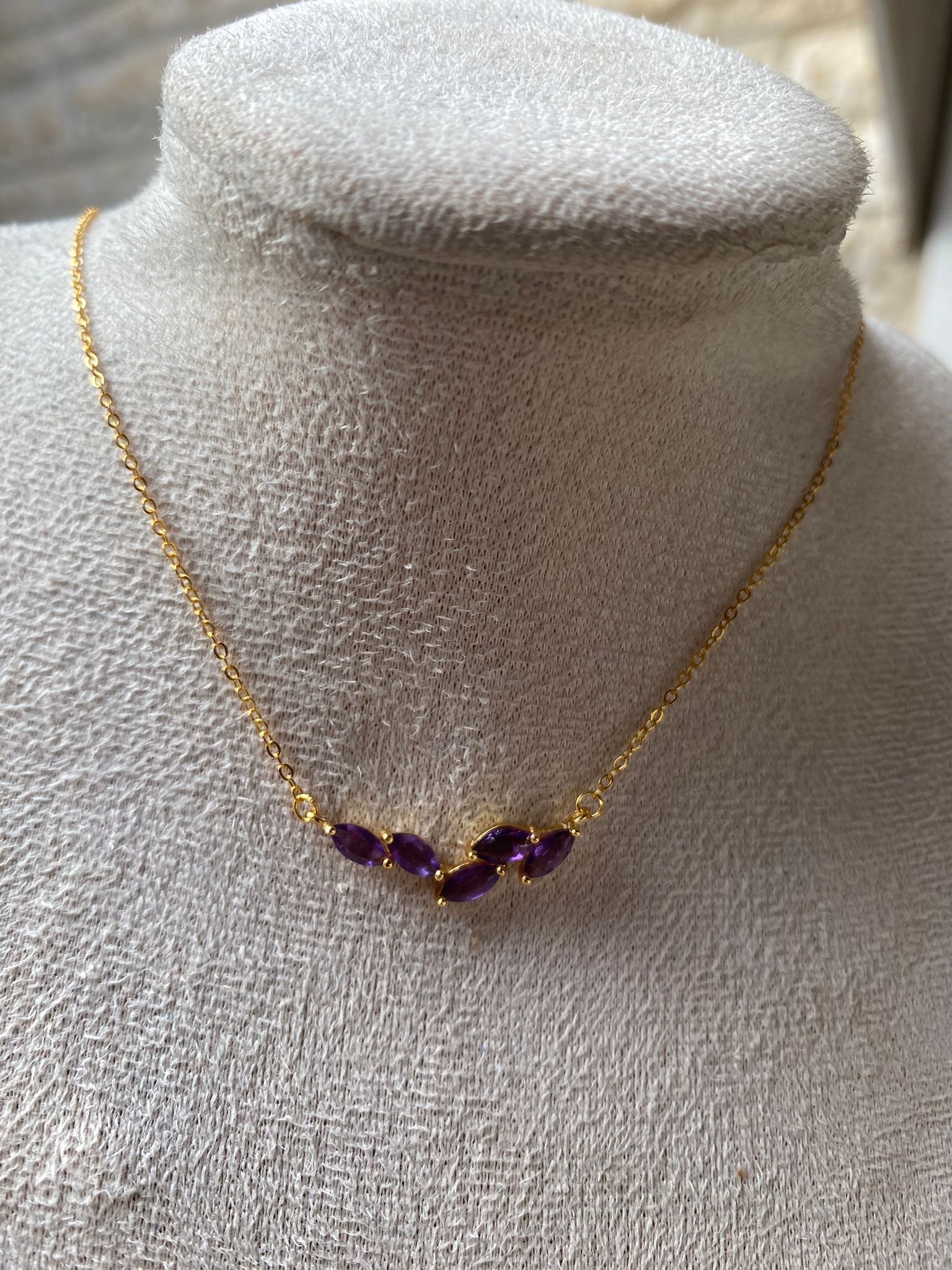 سنسال أماتيست (حجر الشفاء) وفضة اصلية مطلية ذهب