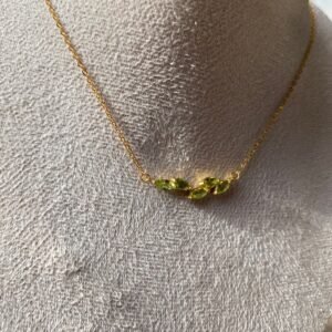 سنسال زبرجد طبيعي (حجر السعادة) وفضة اصلية مطلية ذهب