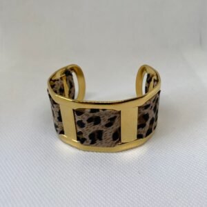 اسوارة ستانلس مطلية بالذهب وقماش منومار