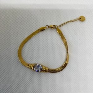 اسوارة ستانلس مطلية بالذهب وزركون  