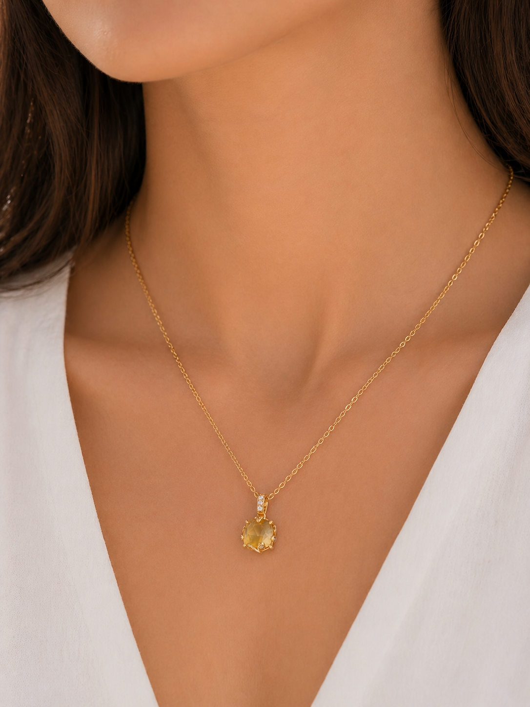 سنسال (وفرة ثراء) حجر سترين طبيعي وفضة مطلية ذهب