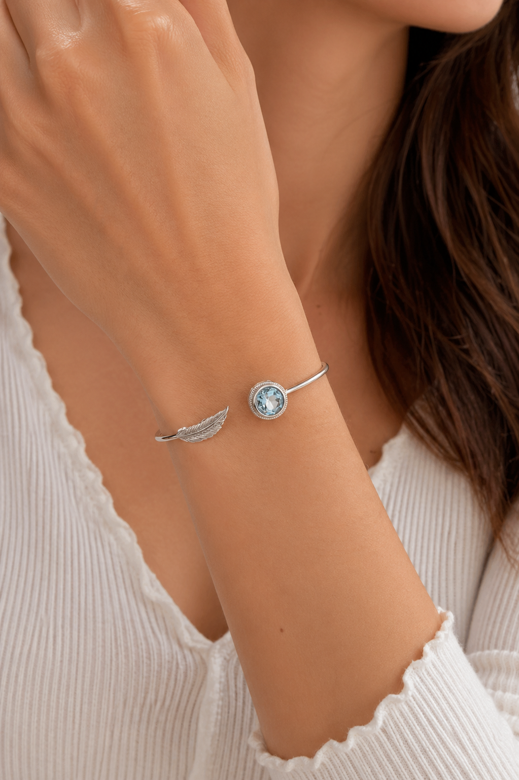 اسوارة (هدوء القلب) حجر توباز طبيعي وفضة