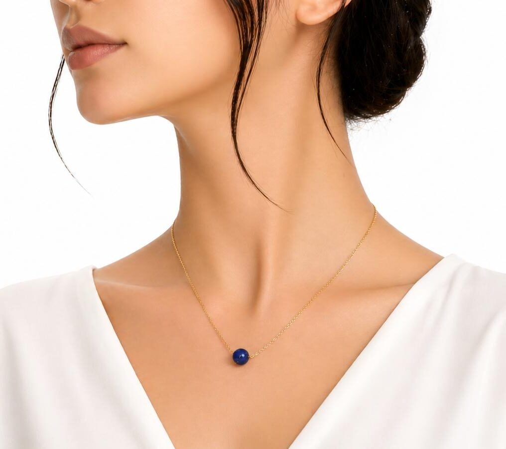 سنسال حجر الحكمة (لازورد) وفضة مطلية ذهب