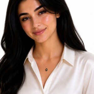 سنسال (أحمي حدودي) حجر عقيق أسود وفضّة أصليّة مطليّة ذهب